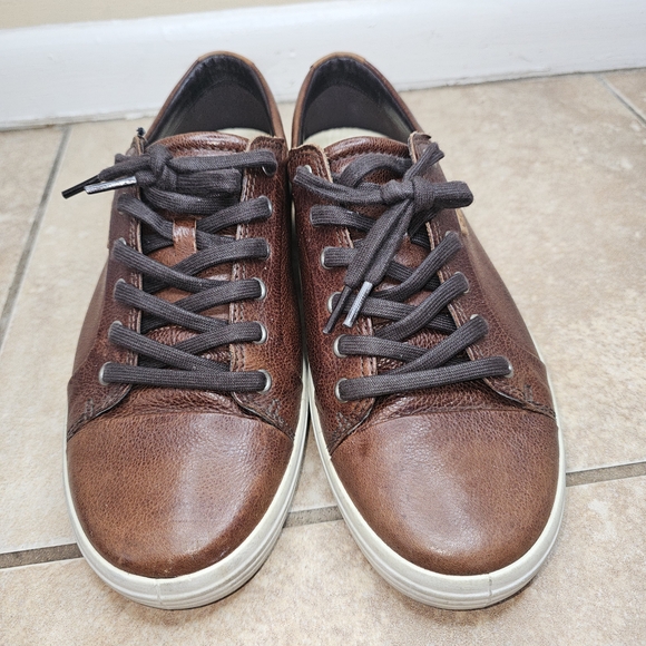 ECCO Men's Brown Leather Sneakers EU 42 US 8 Casual Lace-Up Shoes - Picture 6 of 10